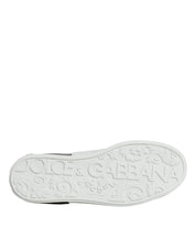 Dolce & Gabbana Black and White Calfskin Portofino Sneakers