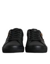 Dolce & Gabbana Black London Sacred Heart Calf Leather Sneakers
