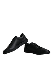 Dolce & Gabbana Black London Sacred Heart Calf Leather Sneakers