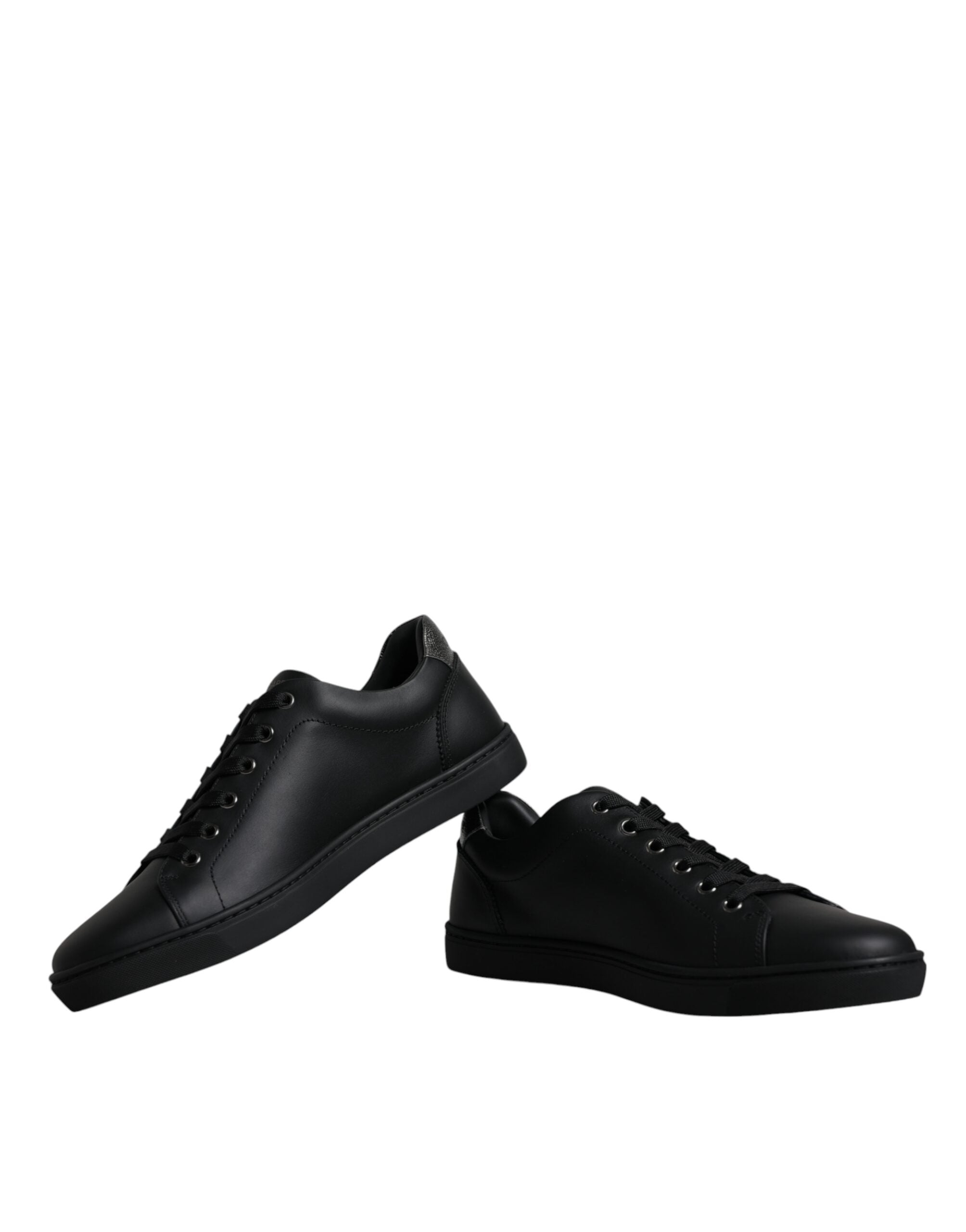 Dolce & Gabbana Black London Sacred Heart Calf Leather Sneakers