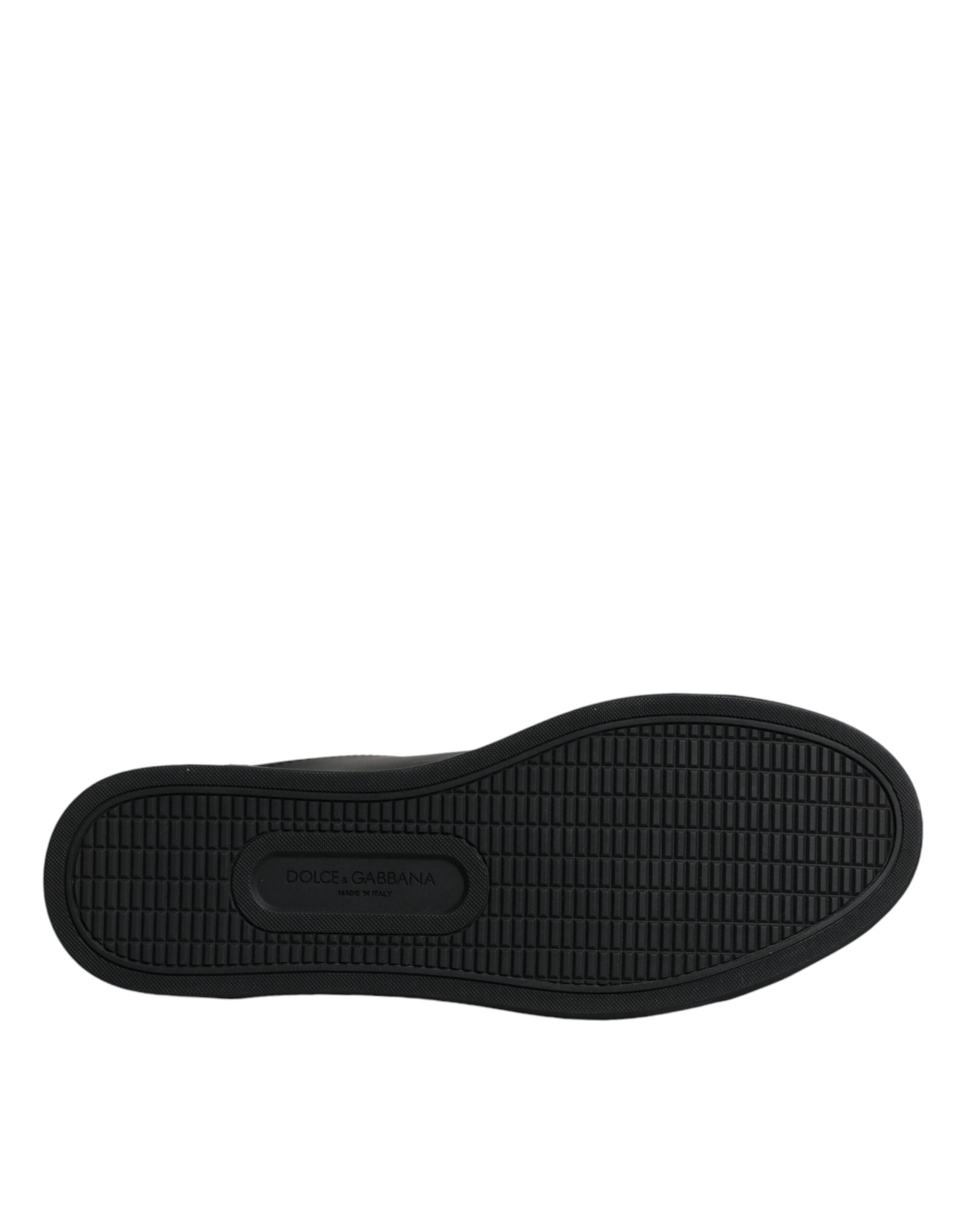 Dolce & Gabbana Black London Sacred Heart Calf Leather Sneakers