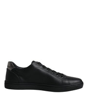 Dolce & Gabbana Black London Sacred Heart Calf Leather Sneakers