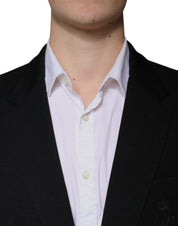 Svart enkelknäppt formell kavaj i ull