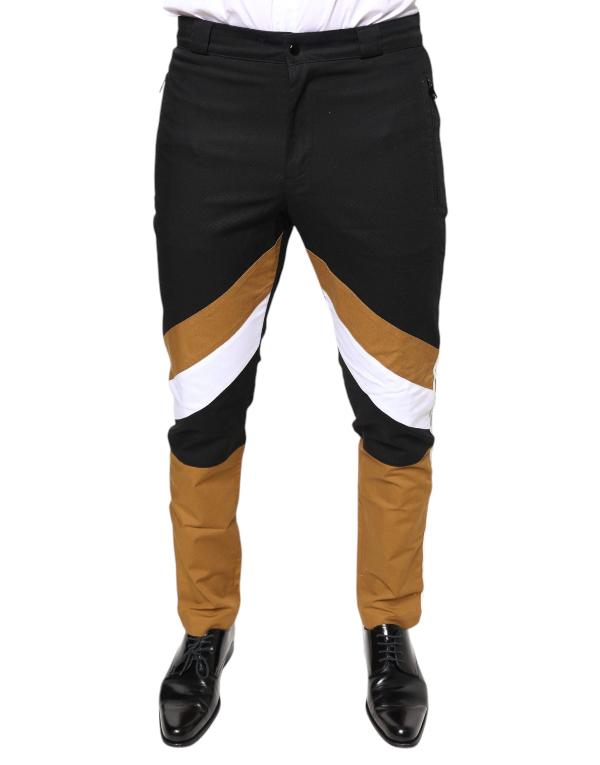 Flerfärgade randiga smala bomullsbyxor