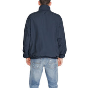 Blue Recycled Polyester Shell Jacket with Embroidered Logo