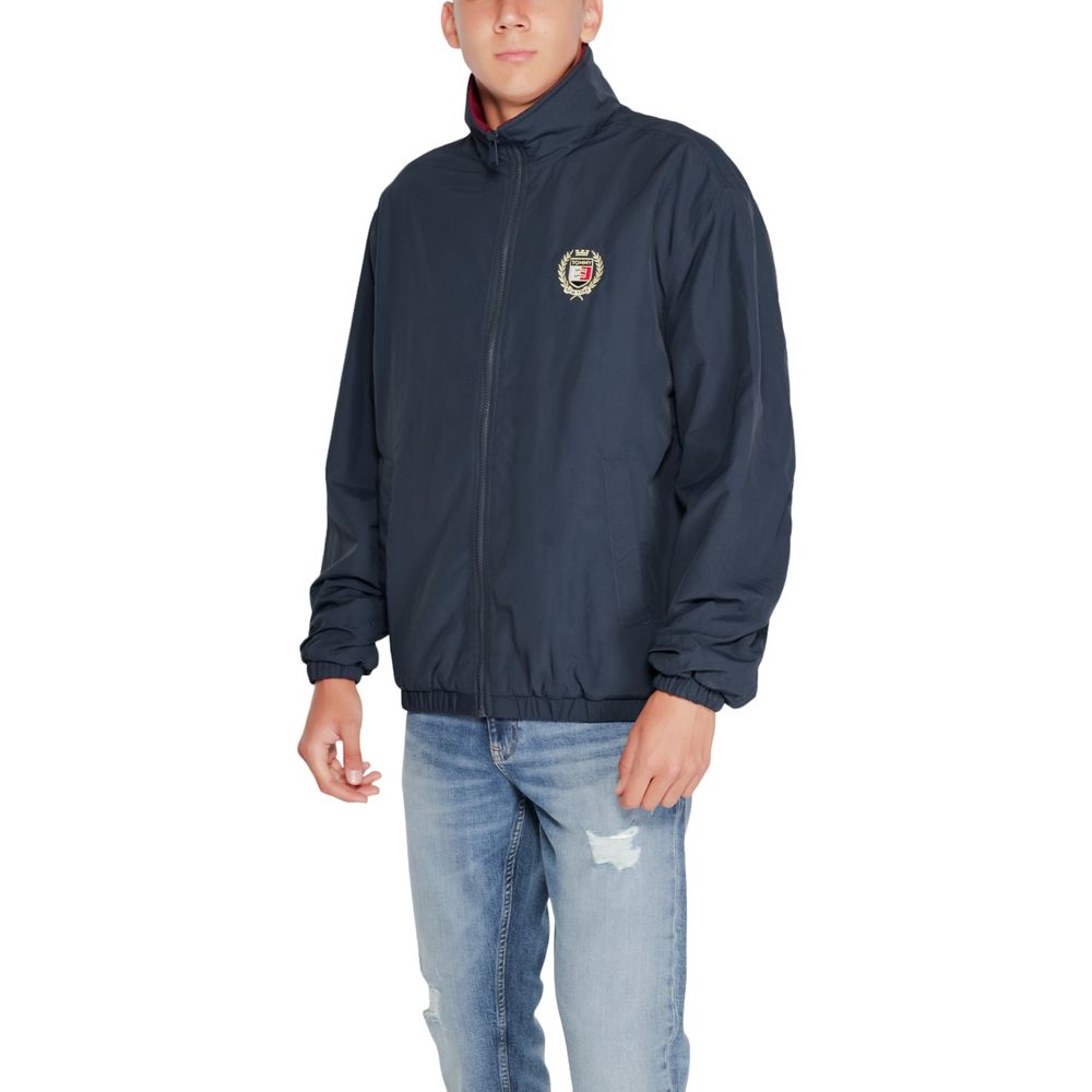 Blue Recycled Polyester Shell Jacket with Embroidered Logo