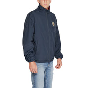Blue Recycled Polyester Shell Jacket with Embroidered Logo