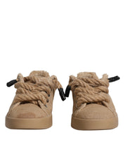 Dolce & Gabbana Brown Jute Low-Top Sneakers