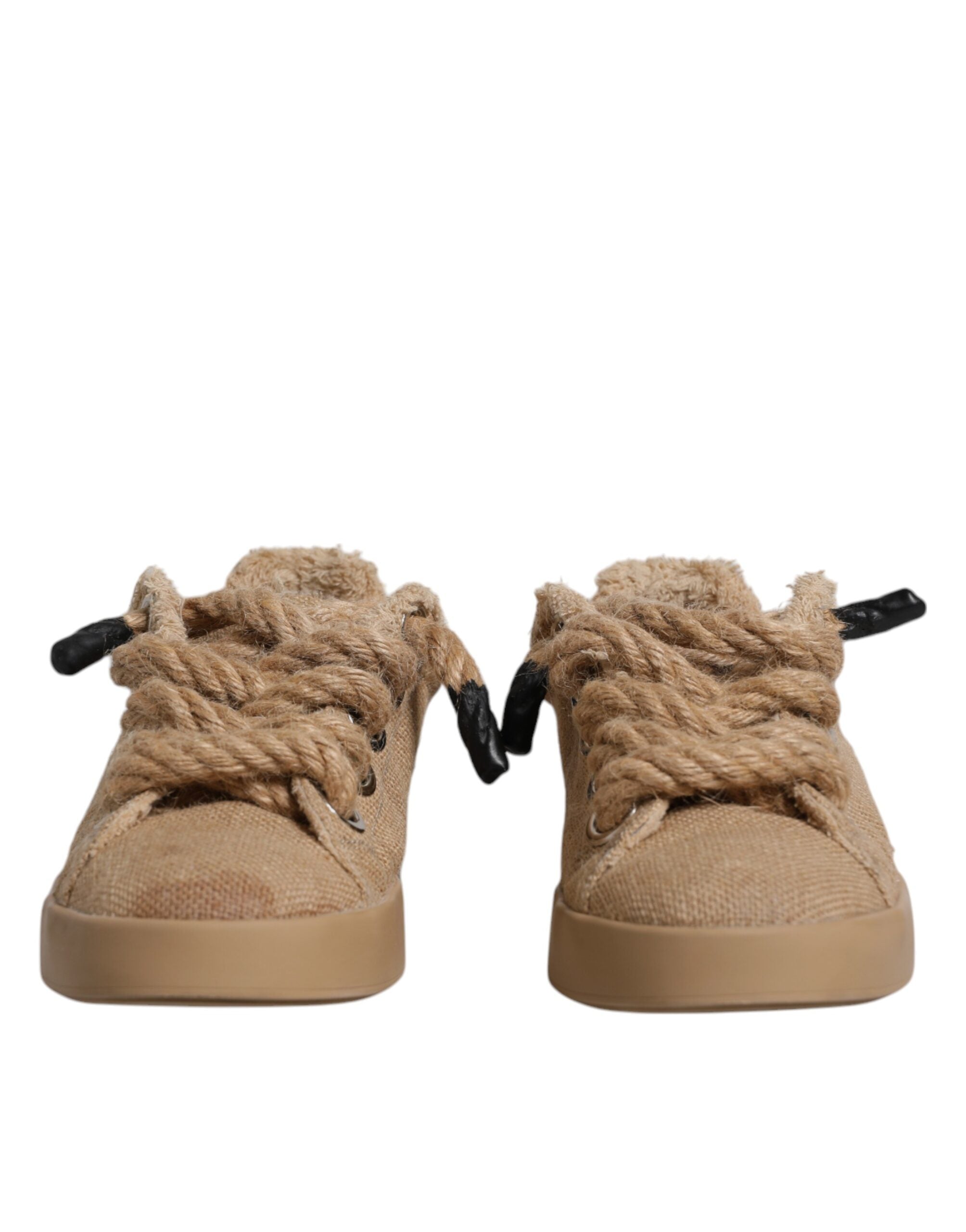 Dolce & Gabbana Brown Jute Low-Top Sneakers