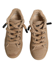 Dolce & Gabbana Brown Jute Low-Top Sneakers