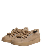 Dolce & Gabbana Brown Jute Low-Top Sneakers