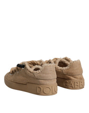 Dolce & Gabbana Brown Jute Low-Top Sneakers
