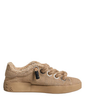 Dolce & Gabbana Brown Jute Low-Top Sneakers