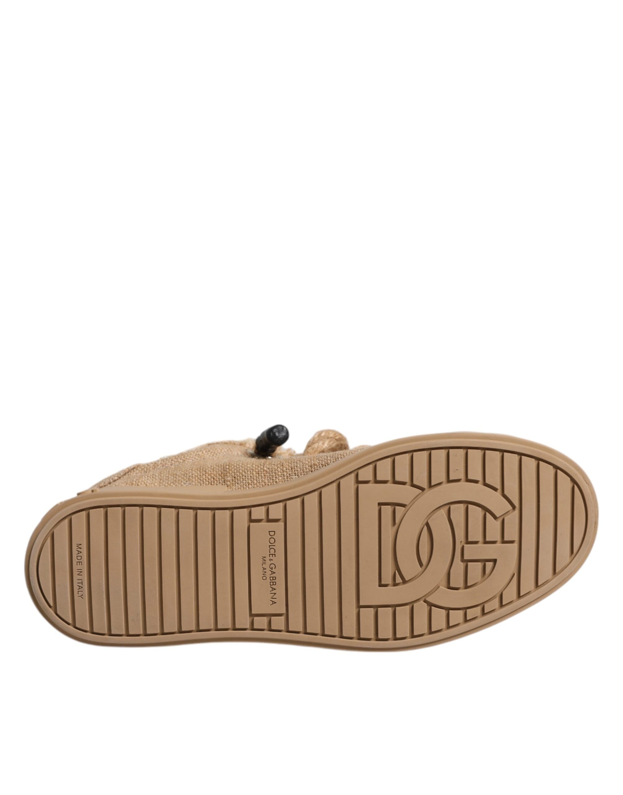 Dolce & Gabbana Brown Jute Low-Top Sneakers