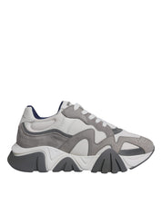 Grå läder neopren chunky låga Squalo sneakers skor