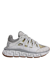 Versace White Synthetic Trigreca Barocco Low-Top Sneakers