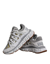 Versace White Synthetic Trigreca Barocco Low-Top Sneakers