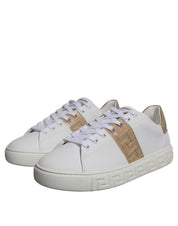 Versace White Brown TPU Low-Top Sneakers