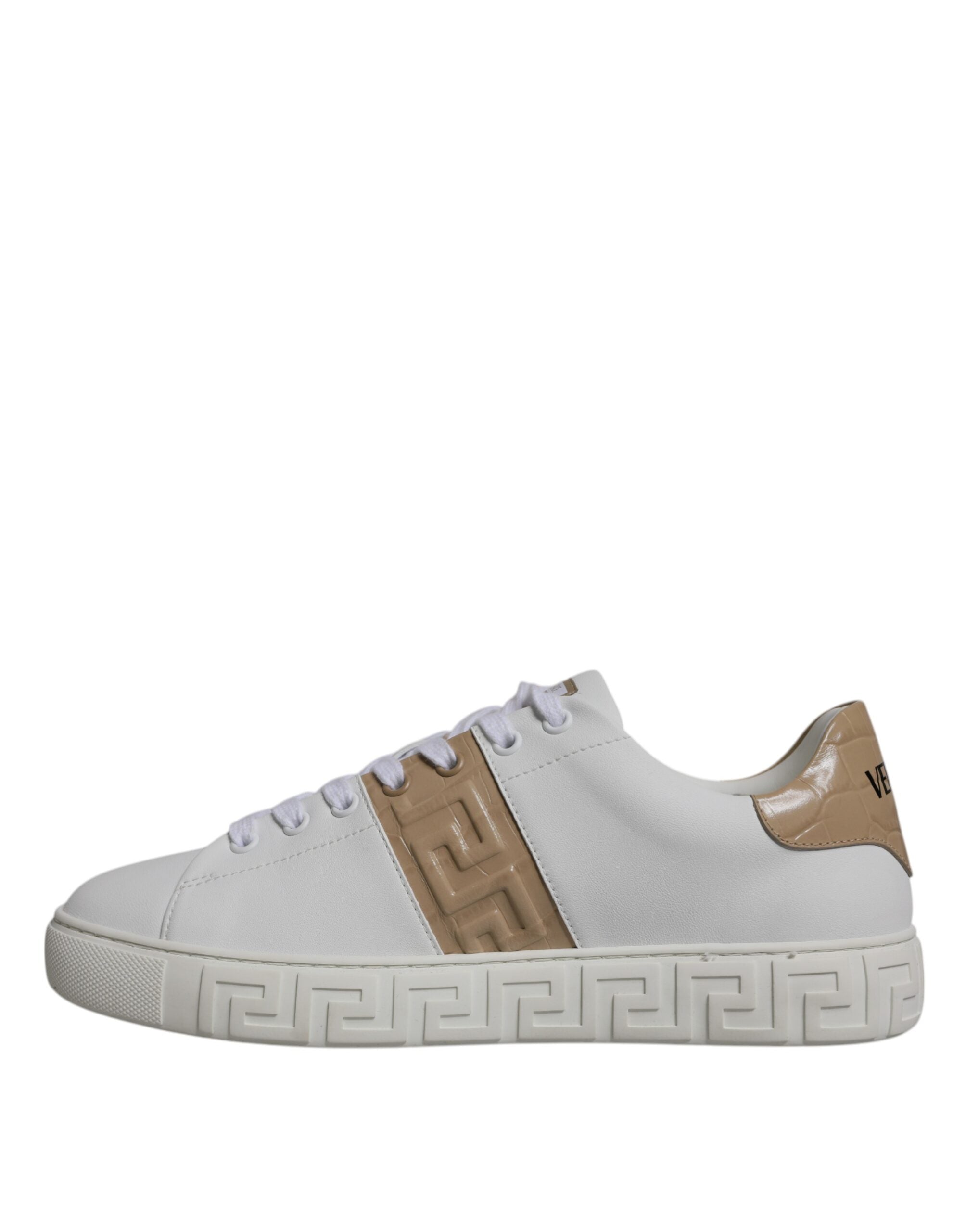 Versace White Brown TPU Low-Top Sneakers