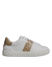 Versace White Brown TPU Low-Top Sneakers