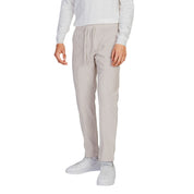 Beige Polyester Casual Pants