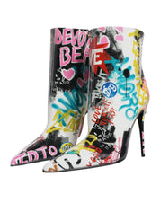 Multicolor Graffiti Keira Mid Calf Boots Shoes