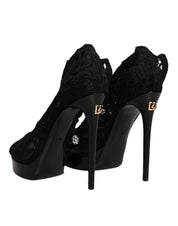 Black Stretch Taormina Lace Boots Shoes