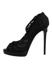 Black Stretch Taormina Lace Boots Shoes