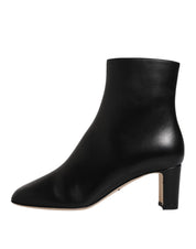 Black Jackie Leather Mid Calf Boots Shoes