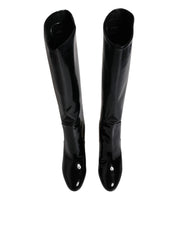 Black Patent Leather Vally High Boots Shoes