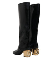 Black Patent Leather Vally High Boots Shoes