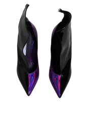 Purple Black Pointed Ankle Boots Shoes
