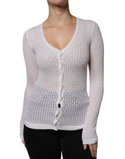 Vit sidenkofta med knappar