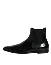 Black Leather Chelsea Men Ankle Boots Shoes