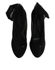 Black Nylon Stretch Mesh Sock Boots Shoes