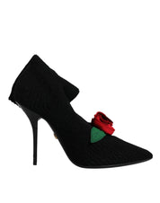 Dolce & Gabbana Black Stretch Fabric Mid Calf Boots