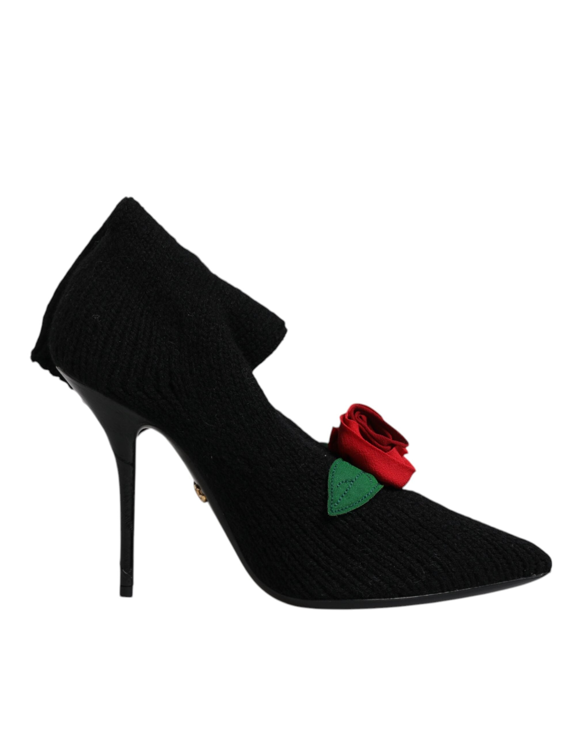 Dolce & Gabbana Black Stretch Fabric Mid Calf Boots