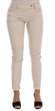 Beige Slim Jeans Corduroy Skinny Byxor