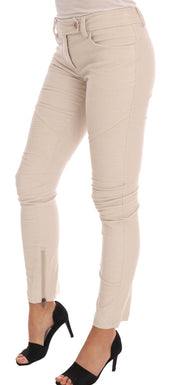Beige Slim Jeans Corduroy Skinny Byxor