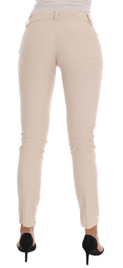 Beige Slim Jeans Corduroy Skinny Byxor