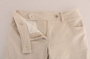 Beige Slim Jeans Corduroy Skinny Byxor