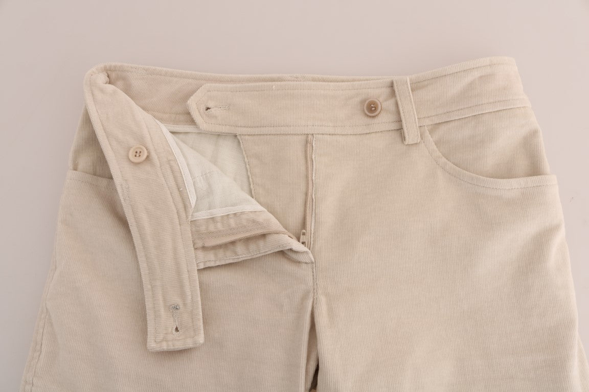 Beige Slim Jeans Corduroy Skinny Byxor