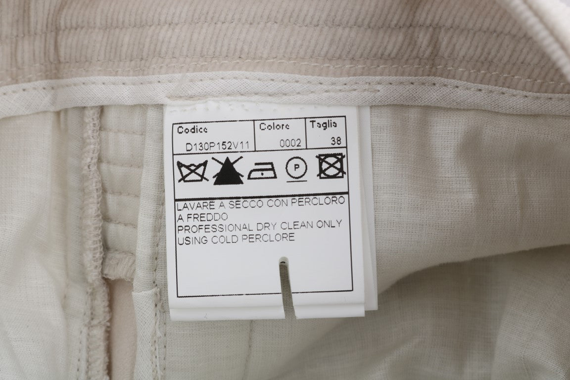 Beige Slim Jeans Corduroy Skinny Byxor