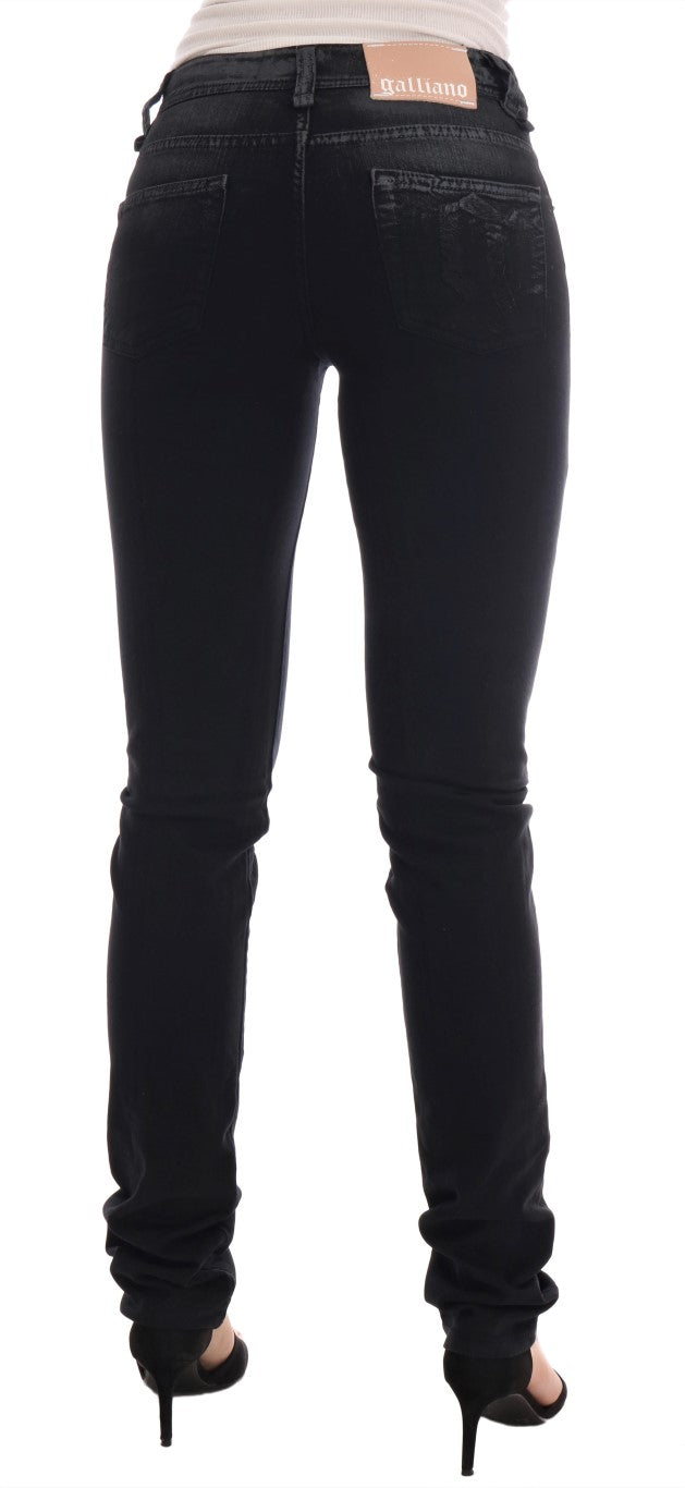 Grå tvättade bomullsstretchjeans med normal passform