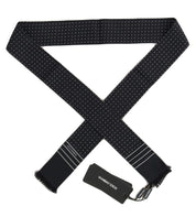 Mörkblå prickig sidenhalsduk med fransar