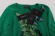 Green Silk Crystal Banana Sweater