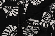 White Black Leaf Cotton Stretch Slim Pants