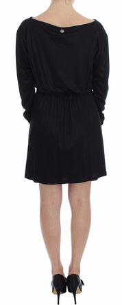 Black Modal Silk Shift Knee Dress
