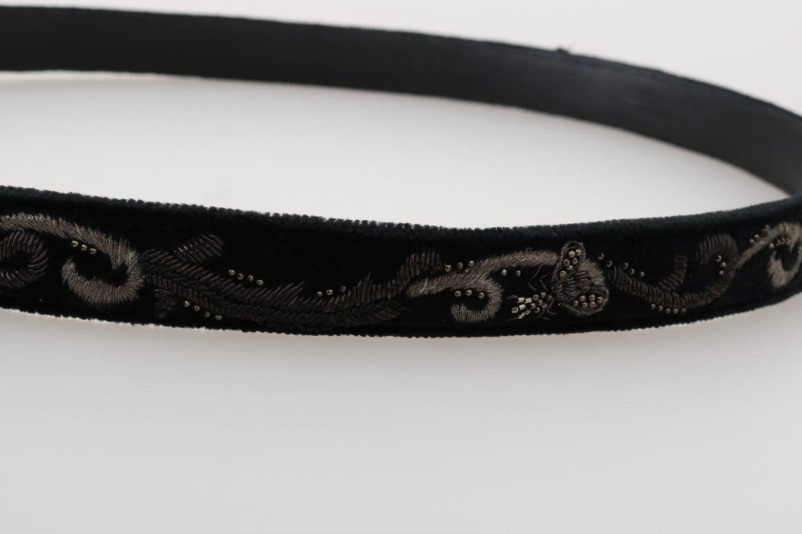 Svart bomullsgürtel med broderad kunglig bi-motiv