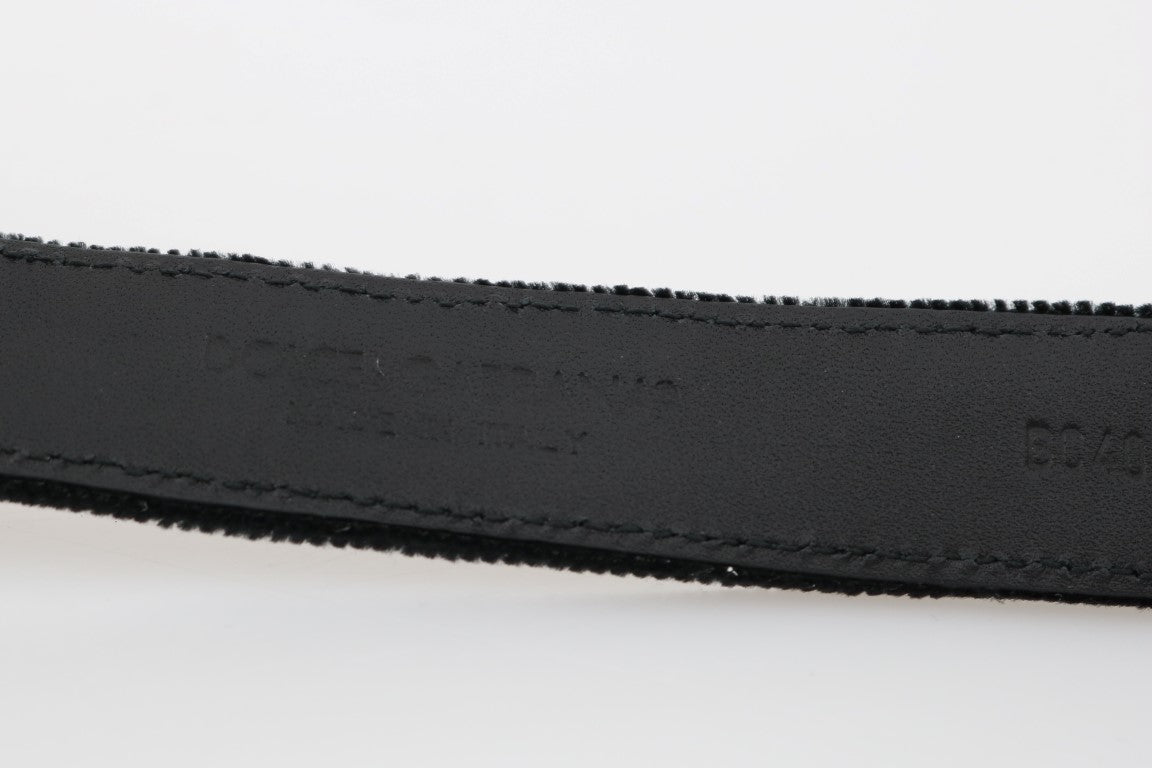 Svart bomullsgürtel med broderad kunglig bi-motiv